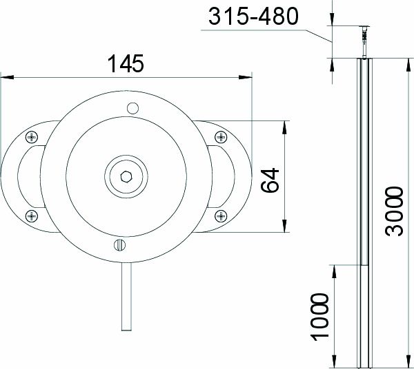 Installationssäule Alu 3300-3500mm oval eins spannen anod/elox oben