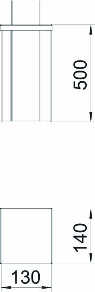 Installationssäule Alu 500mm quadrat dpls schraub anod/elox unten