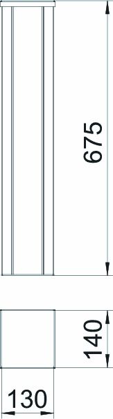 Installationssäule Alu 675mm quadrat dpls schraub RAL9010 unten