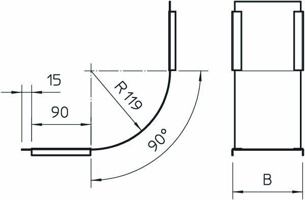 Deckel Bogen vz Deckelkl B100mm f.Kabelrinne