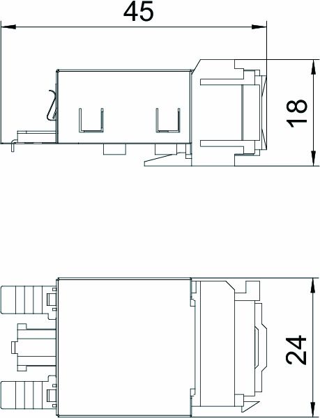 Modular-Buchse Cat6 RJ45 Schirm rnd litz massiv f.Rundkabel gr LSA