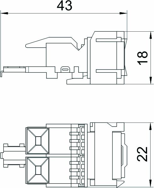 Modular-Buchse Cat5 RJ45 Feldkonf rnd gr litz massiv f.Rundkabel LSA