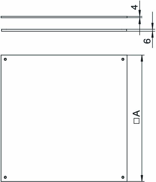 Montagedeckel ST nass 282x282mm 4mm Abdeckung Montageöffnung