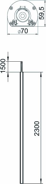 Installationssäule Alu 3300-3500mm rnd eins spannen RAL9010 oben