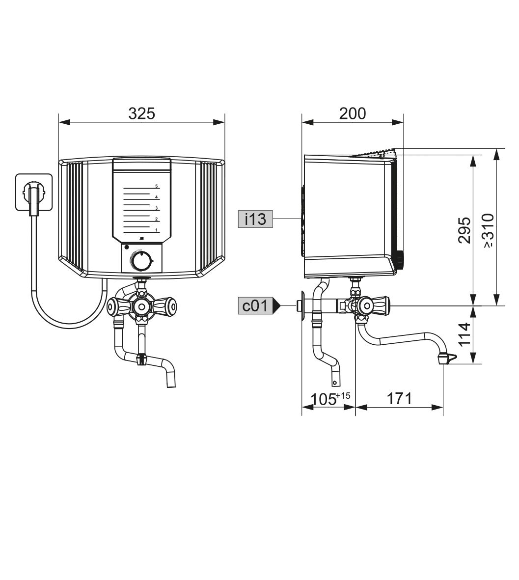 Kochendwassergerät 5l 2kW Kst 100°C 3 ws Griffe 3 Griffe Mit Fortkochstufe verchr