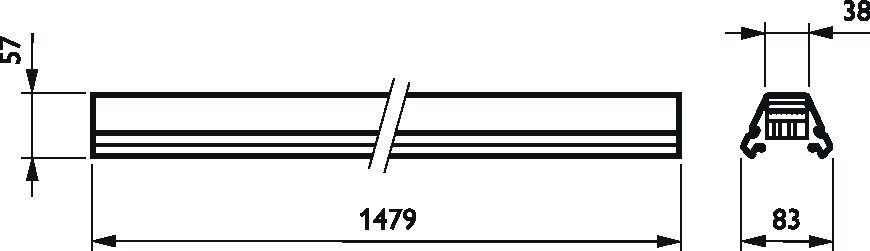 Tragschiene Lichtband 49W Maxos 7x2,5qmm IP20 ws 1-längig L=1479mm