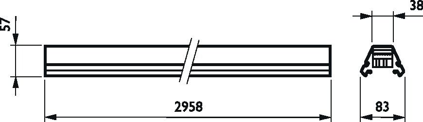 Tragschiene Lichtband 49W Maxos 7x2,5qmm IP20 ws 2-längig L=2958mm