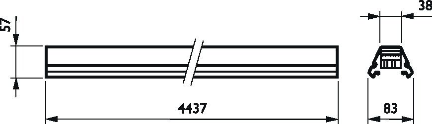 Tragschiene Lichtband 49W Maxos 7x2,5qmm IP20 ws 3-längig L=4437mm