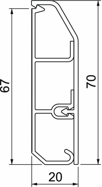 Sockelleistenkanal Kst SL 70x20x2000mm gr 2trennw 820qmm