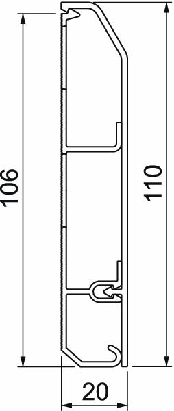 Sockelleistenkanal Kst SL 110x20x2000mm ws 2trennw 1350qmm