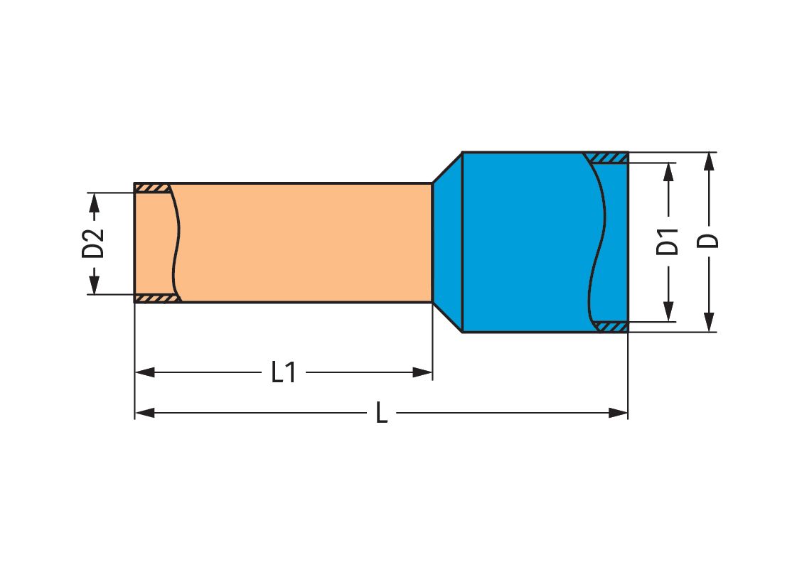 Aderendhülse 6qmm Serie 216 20mm isol PA Polyamid (PA) ge Cu verzinnt
