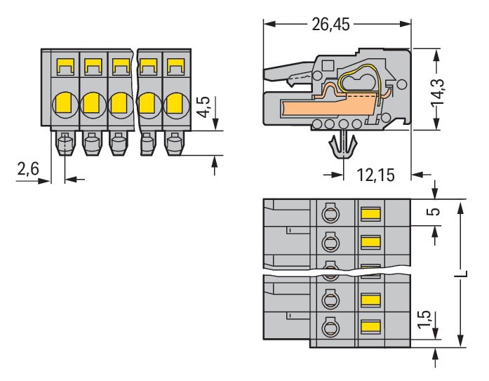 Verbindungsklemme 8p gr Serie 231 16A 0,08-2,5qmm Thermopl 5mm Federzugans