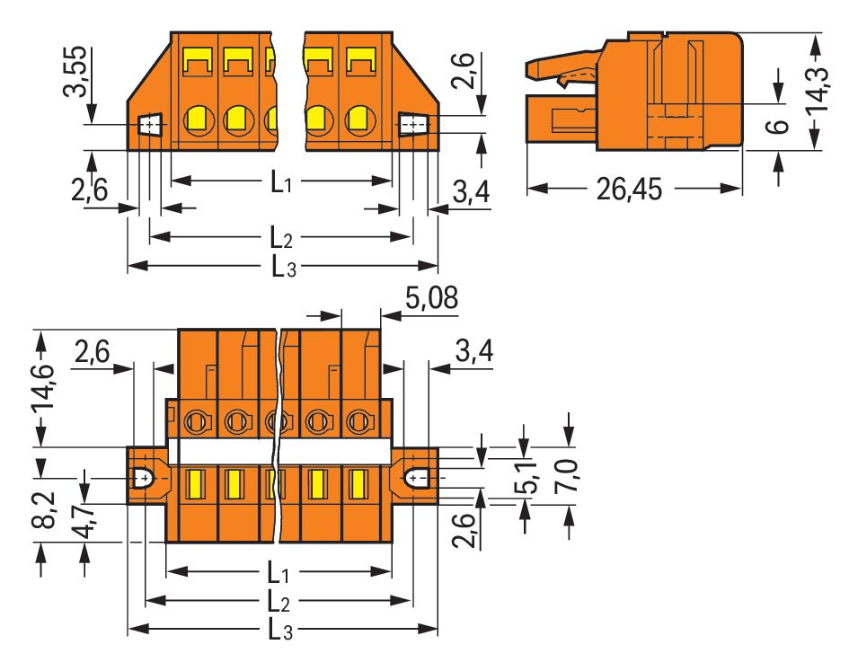 Verbindungsklemme 23p or Serie 231 16A 0,08-2,5qmm Thermopl 5,08mm Federzugans