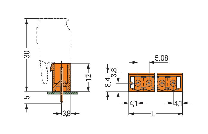 Platinenstecker Stift 6p Serie 231 or 1re 5,08mm Zinn Löt frei
