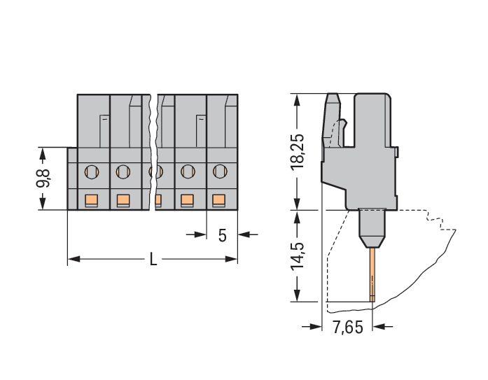 Platinenstecker Stift 9p Serie 232 gr 1re 5mm Zinn Löt frei