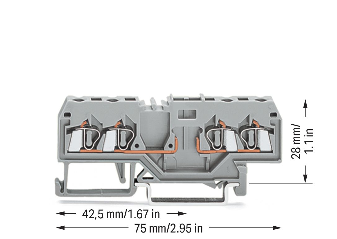 Reihenklemme 0,08-2,5qmm Serie 280 10A 1Etage 4kl gr Hutschiene TH35