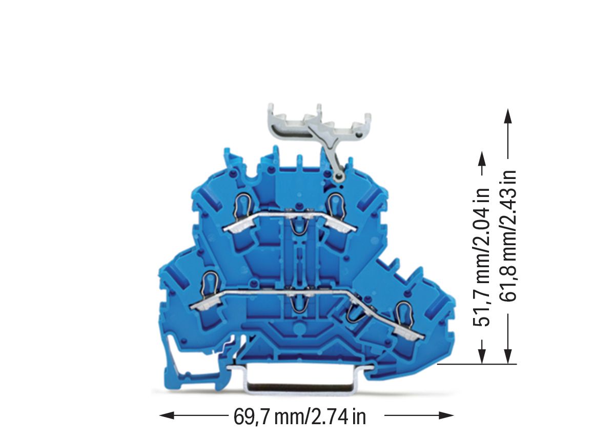 Reihenklemme 0,25-2,5qmm Serie 2002 bl 2Etagen 2kl 24A Hutschiene TH35