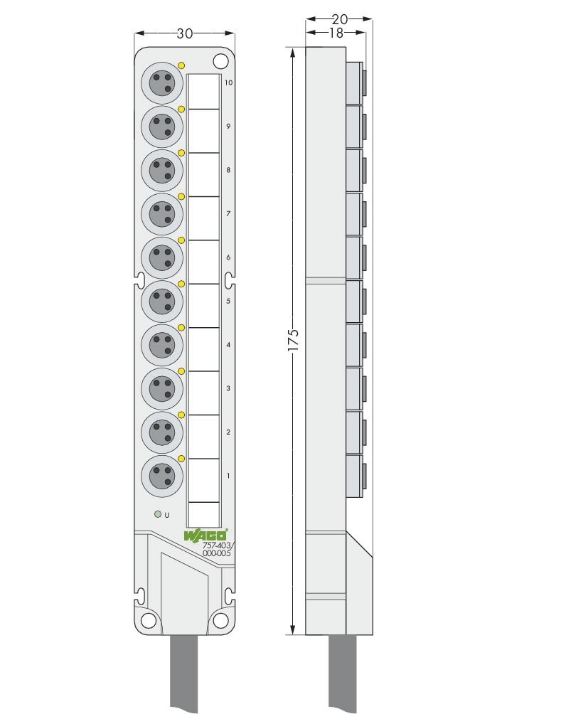 Verteiler Sensor/Aktor Serie 757 32V M8 10Steckpl 3p