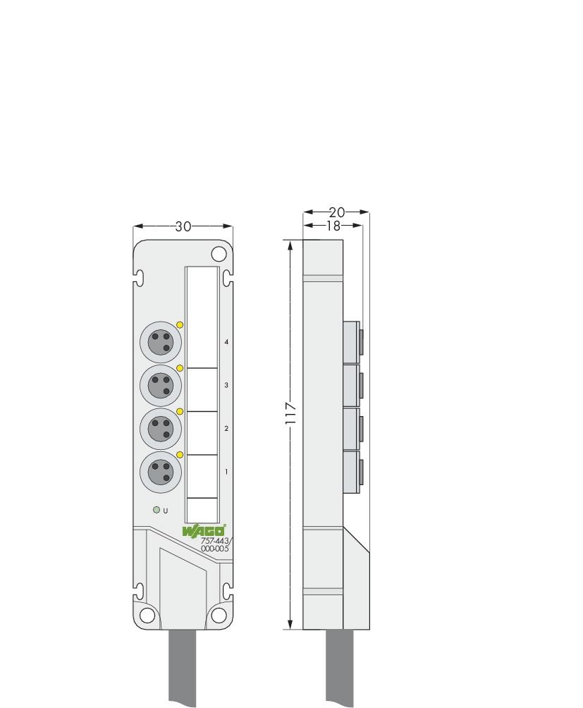Verteiler Sensor/Aktor Serie 757 32V M8 4Steckpl 3p