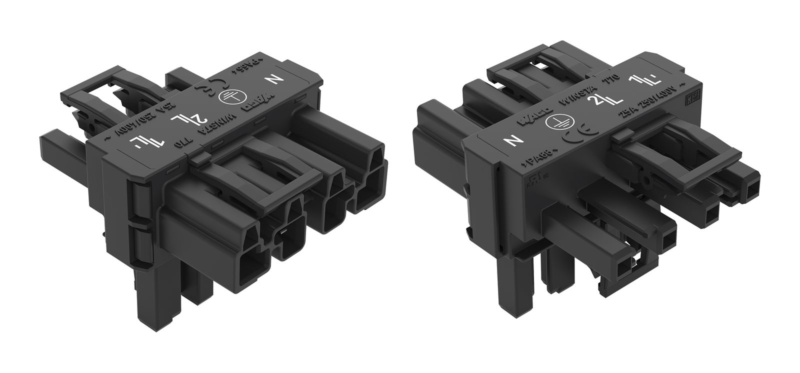 T-Verteiler PA Serie 770 4Eing 4p 8Ausg Polyamid (PA) 400V 25A IP20 hfr 85°C