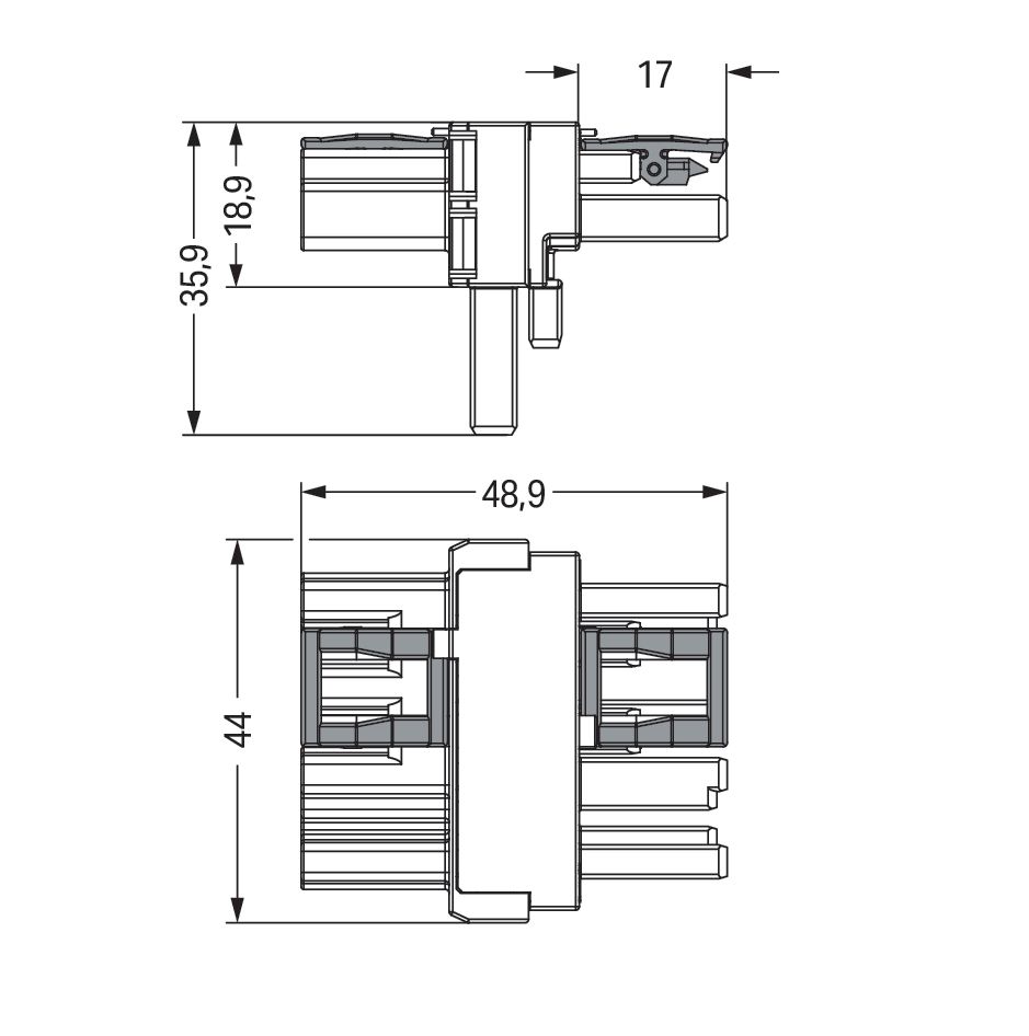 T-Verteiler PA Serie 770 4Eing 4p 8Ausg Polyamid (PA) 400V 25A IP20 hfr 85°C