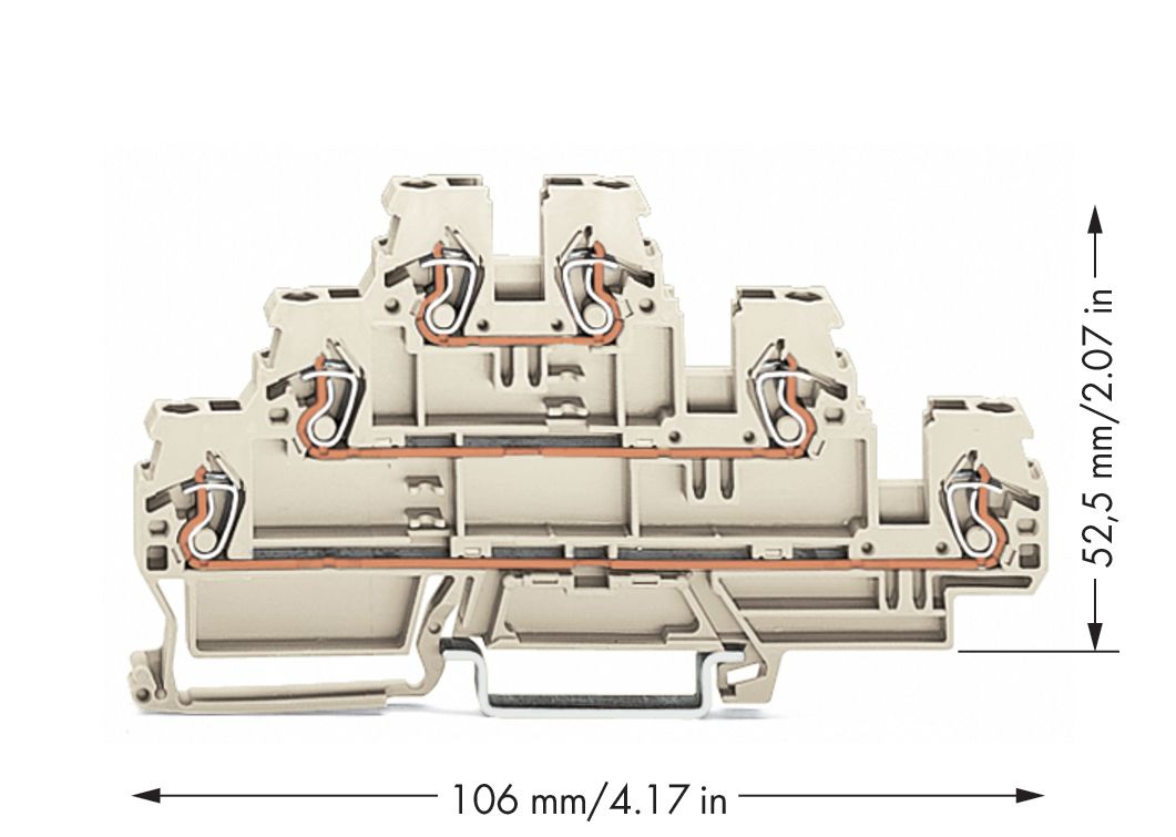 Reihenklemme 0,08-4qmm Serie 870 3Etagen 2kl lgr 24A Hutschiene TH35