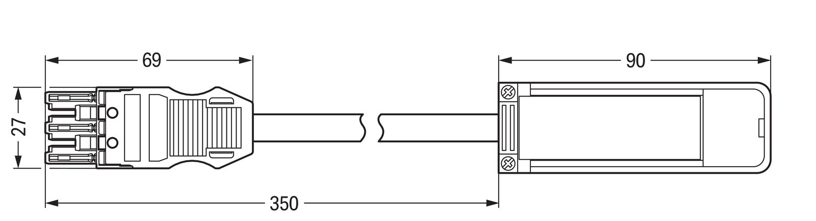 Flachleitungsadapter Serie 896 3p sw Abgriff Federzugans