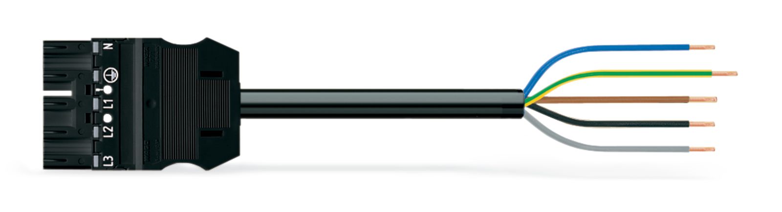 Systemverbindung 5p Serie 771 H05VV-F sw 1,5qmm 5x1,5qmm L5000mm Stecker fr.Ende
