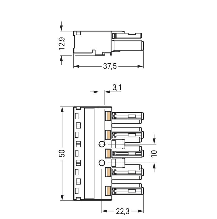 Steckverbinder Gebäude 5p Serie 770 25A Federzug 400V Buchse 4qmm N/PE/L1/L2/L3
