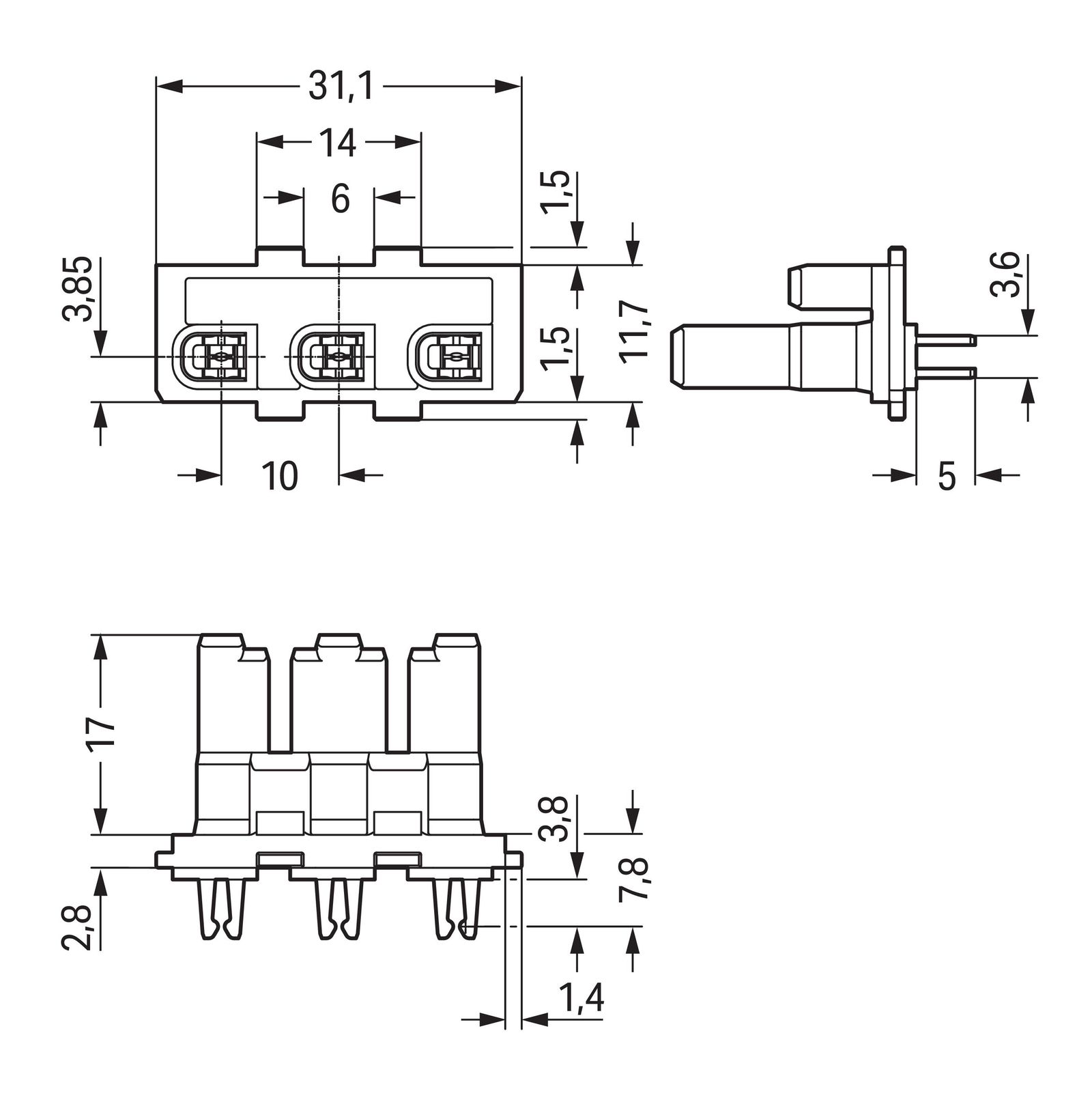 Gerätebuchse 3p ger Serie 770 Einb/steck Federzugans 250V 25A 4qmm hfr