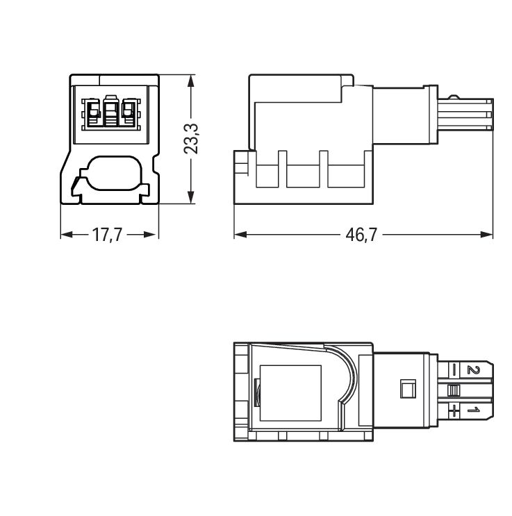Flachleitungsadapter Serie 893 2p 50V 3A sw Abgriff Schraub