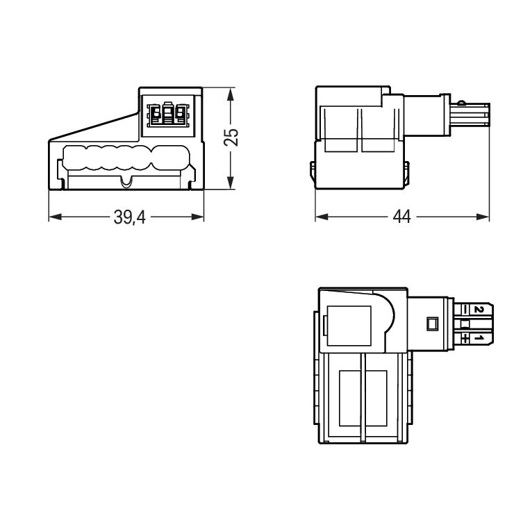 Flachleitungsadapter Serie 893 2p 50V 3A sw Abgriff Schraub