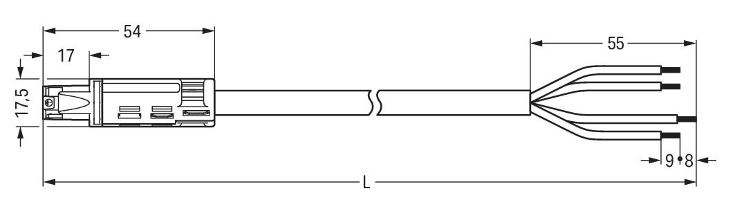 Systemverbindung 4p Serie 774 H05VV-F sw 1,5qmm 4x1,5qmm L6000mm Buchse fr.Ende