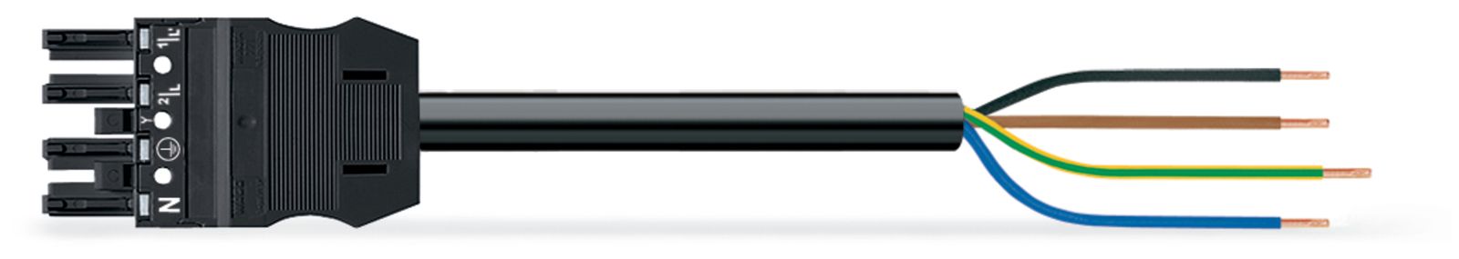 Systemverbindung 4p H05Z1Z1-F 1,5qmm sw L6000mm 4x1,5qmm Buchse fr.Ende 16A