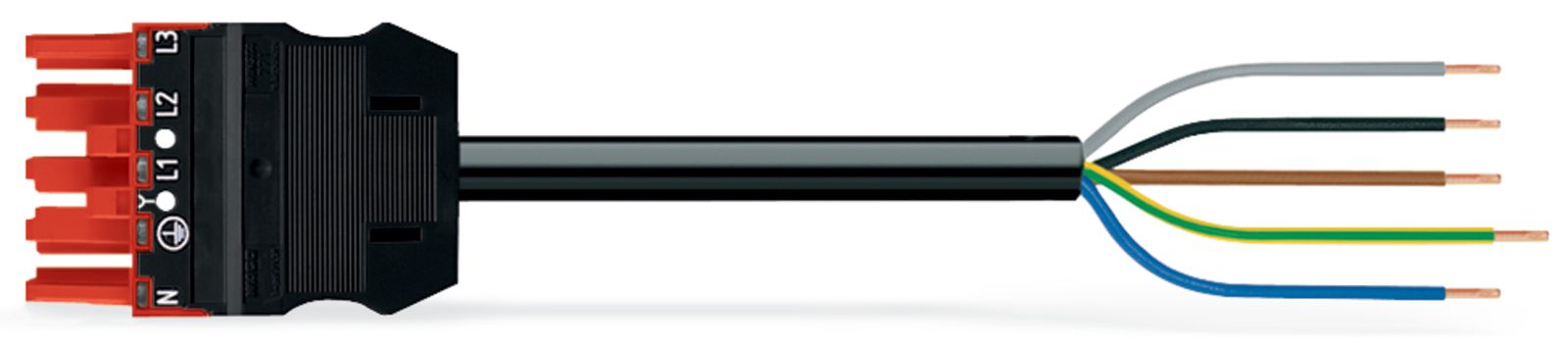 Systemverbindung 5p Serie 771 H05Z1Z1-F 5x2,5qmm L6000mm sw Buchse fr.Ende hfr