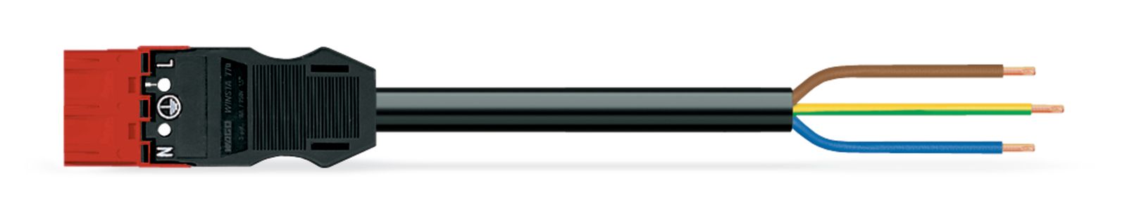 Systemverbindung 3p Serie 771 H05VV-F sw 1,5qmm 3x1,5qmm L7000mm Stecker fr.Ende