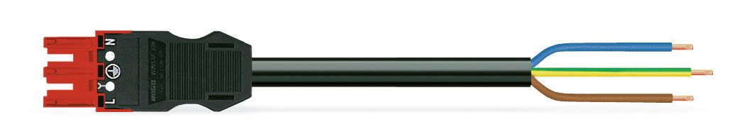 Systemverbindung 3p Serie 771 H05VV-F sw 2,5qmm 3x2,5qmm L7000mm Buchse fr.Ende