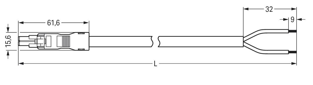 Systemverbindung 2p Serie 891 H05VV-F ws 1,5qmm 2x1,5qmm L8000mm Buchse fr.Ende