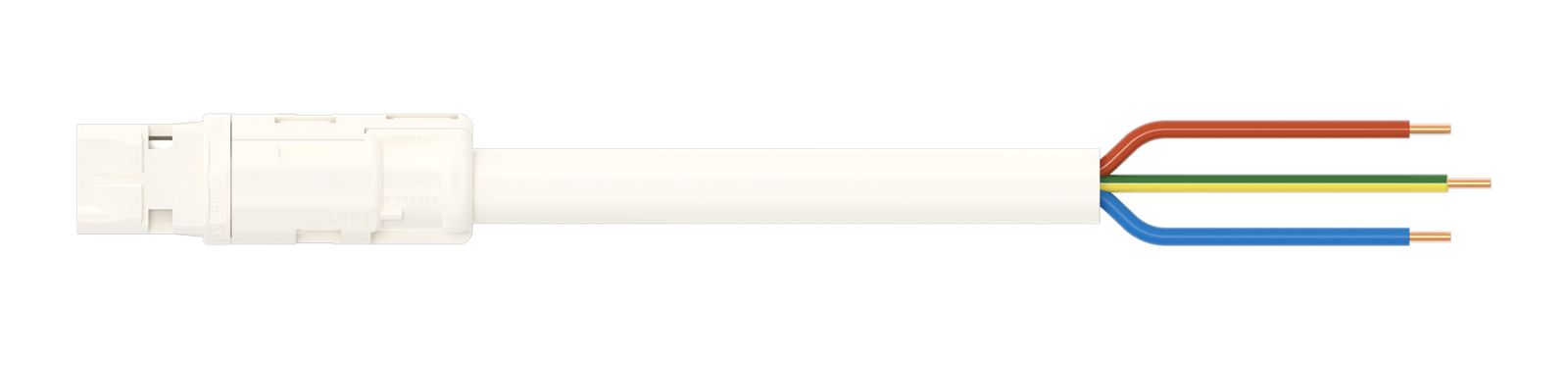 Systemverbindung 3p H05VV-F 1,5qmm ws L8000mm 3x1,5qmm Stecker fr.Ende 16A
