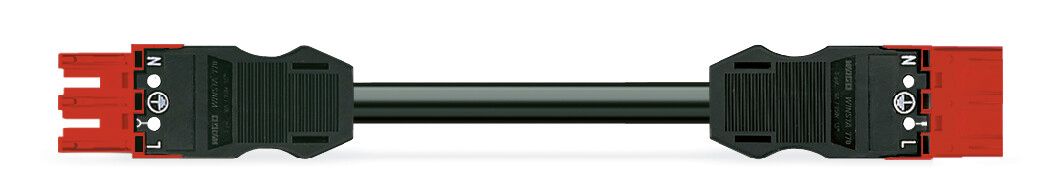 Verbindungskabel 3p Serie 771 H05VV-F sw 1,5qmm 3x1,5qmm L1000mm Buchse Stecker