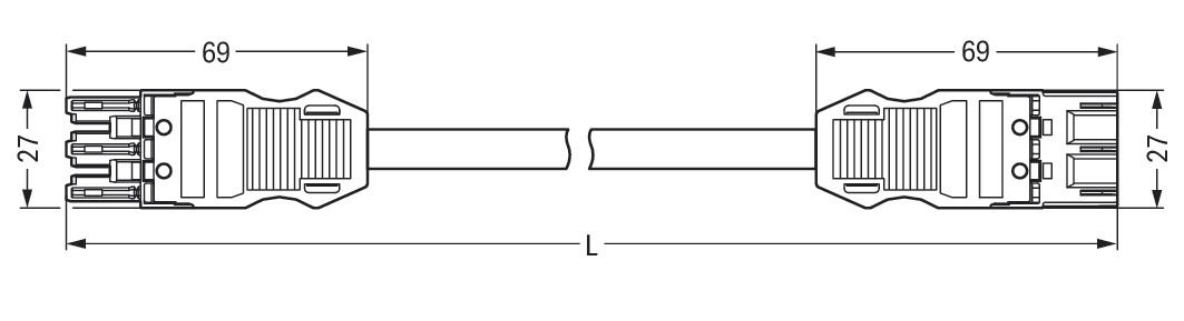 Verbindungskabel 3p Serie 771 H05VV-F sw 1,5qmm 3x1,5qmm L1000mm Buchse Stecker