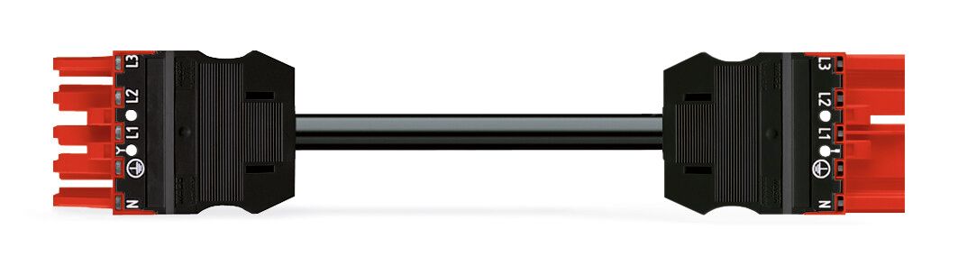 Verbindungskabel 5p Serie 771 H05VV-F sw 2,5qmm 5x2,5qmm L1000mm Buchse Stecker