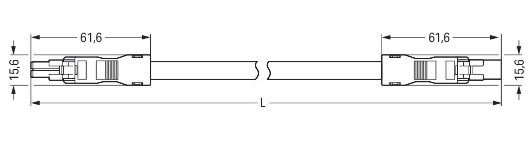 Verbindungskabel 2p Serie 891 H05VV-F sw 1,5qmm 2x1,5qmm L5000mm Buchse Stecker