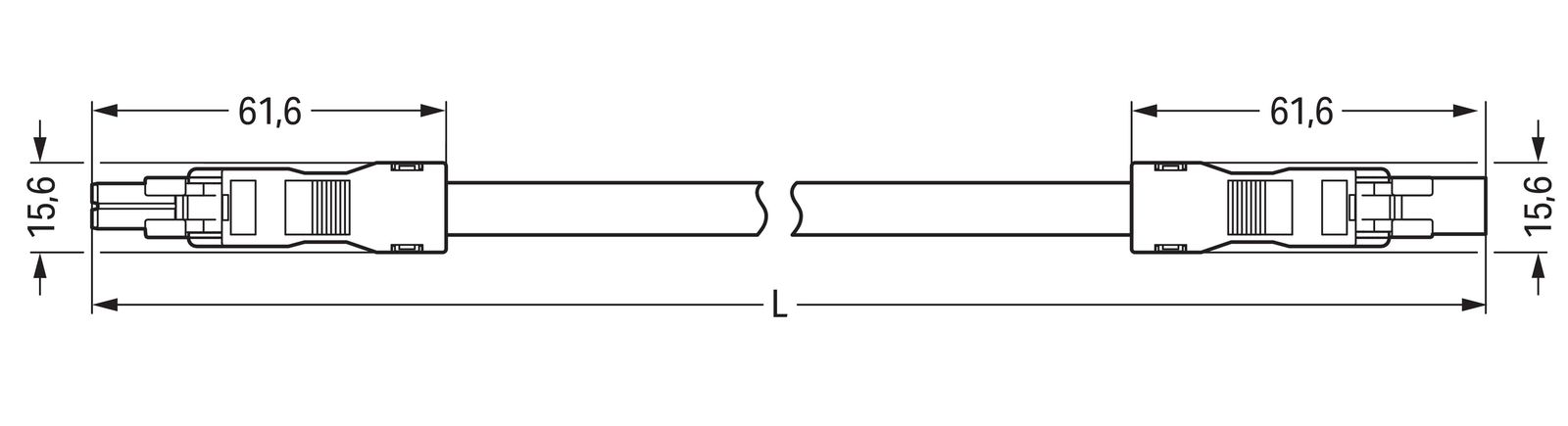 Verbindungskabel 2p Serie 891 H05VV-F sw 1,5qmm 2x1,5qmm L5000mm Buchse Stecker