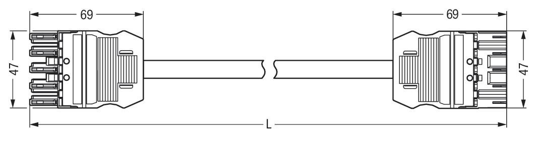 Systemverbindung 5p Serie 771 H05Z1Z1-F 5x1,5qmm L8000mm sw Buchse Stecker hfr