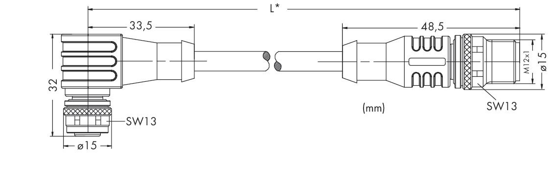 Sensor-Aktorkabel 3p 2m Serie 756 M12 Female abgew Polyurethan (PUR) hfr