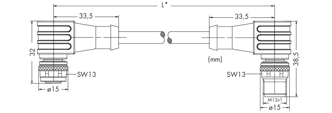 Sensor-Aktorkabel 4p 1m Serie 756 M12 Female abgew Polyurethan (PUR) hfr
