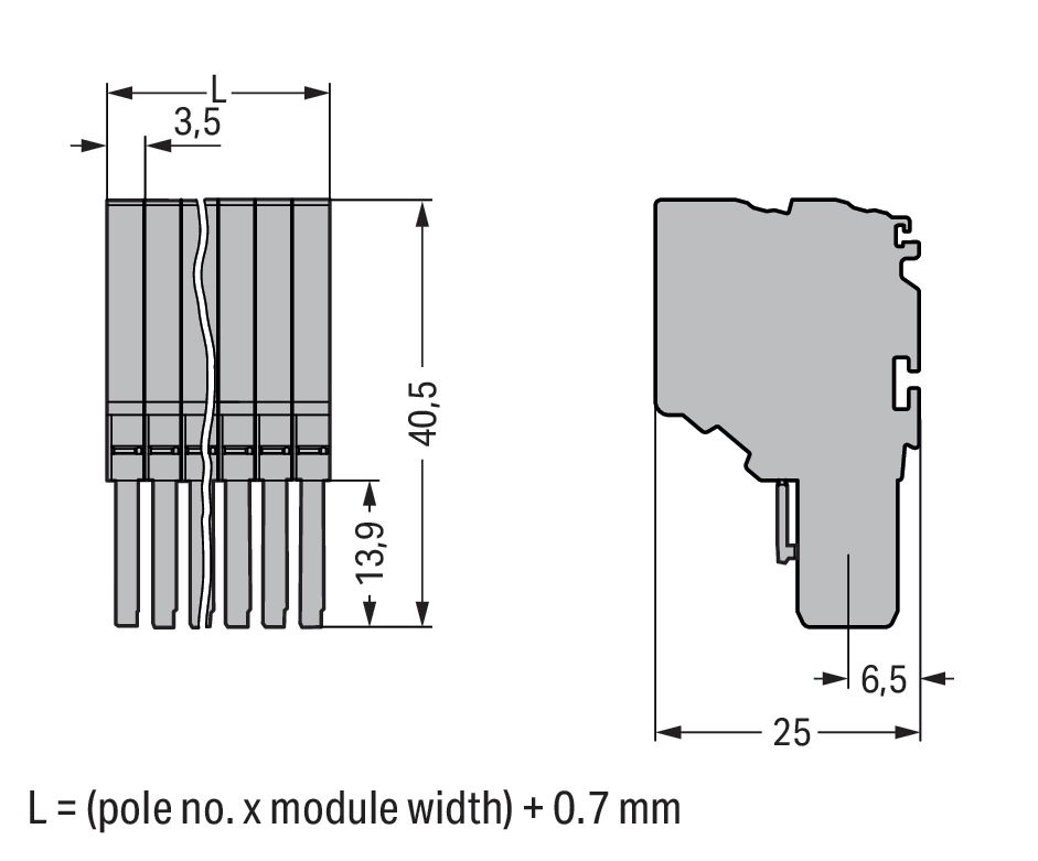 Klemmleiste 8p gr Serie 2020 13,5A 3,5mm 0,14-1,5qmm Thermopl Federzugans