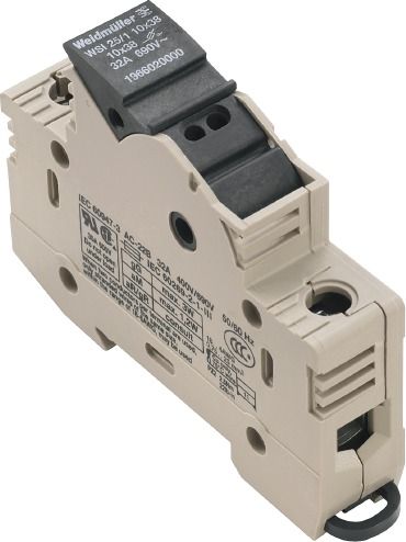 Sicherungs-Reihenklemme 1,5-25qmm 32A G-Sich 10,3x38mm schwenkb