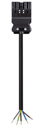 Systemverbindung 5p H05Z1Z1-F 2,5qmm sw L3000mm 5x2,5qmm Stecker fr.Ende hfr 20A